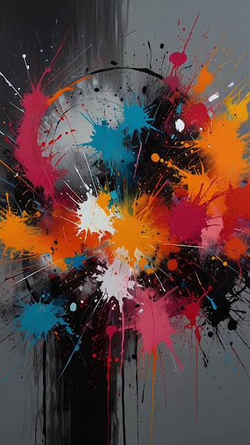 Vibrant Neon Paint Splatter Explosion Abstract Expressionism Art - Free mobile Wallpaper