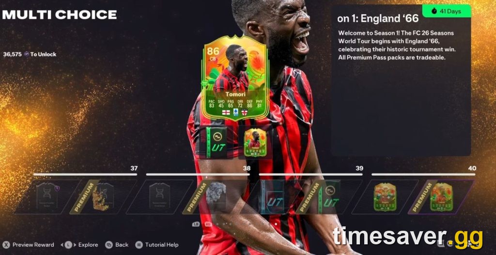 EA FC 26 Season Pass reward track showing free Premium Pass player rewards