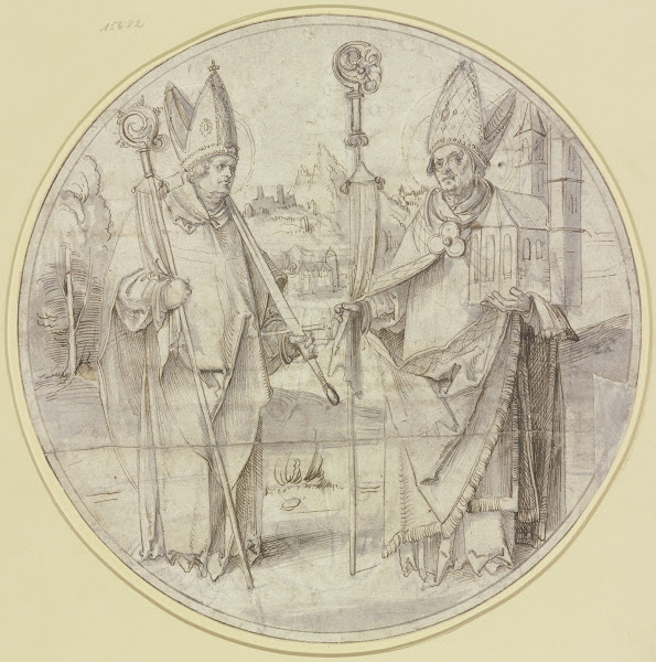 Zwei heilige Bischöfe Die Heiligen Kilian und Wolfgang von Regensburg ca 1510  1