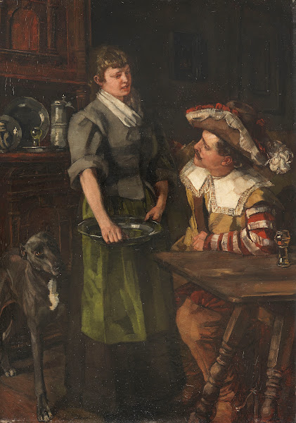 Zechender Landsknecht mit Serviermädchen Ca 1876 1878