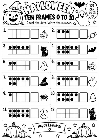 Halloween Ten Frames 0 to 10