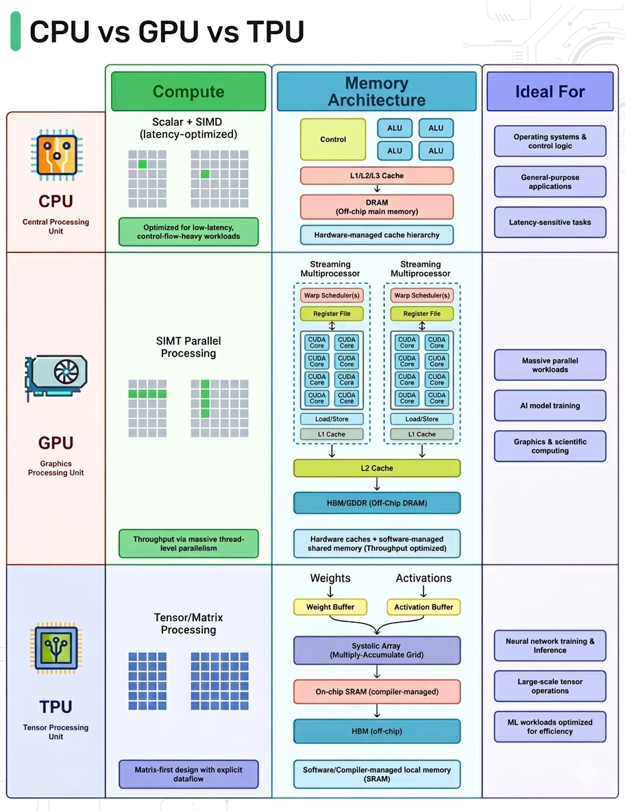 The Ultimate System Design Refresher: CPU vs GPU vs TPU featured image