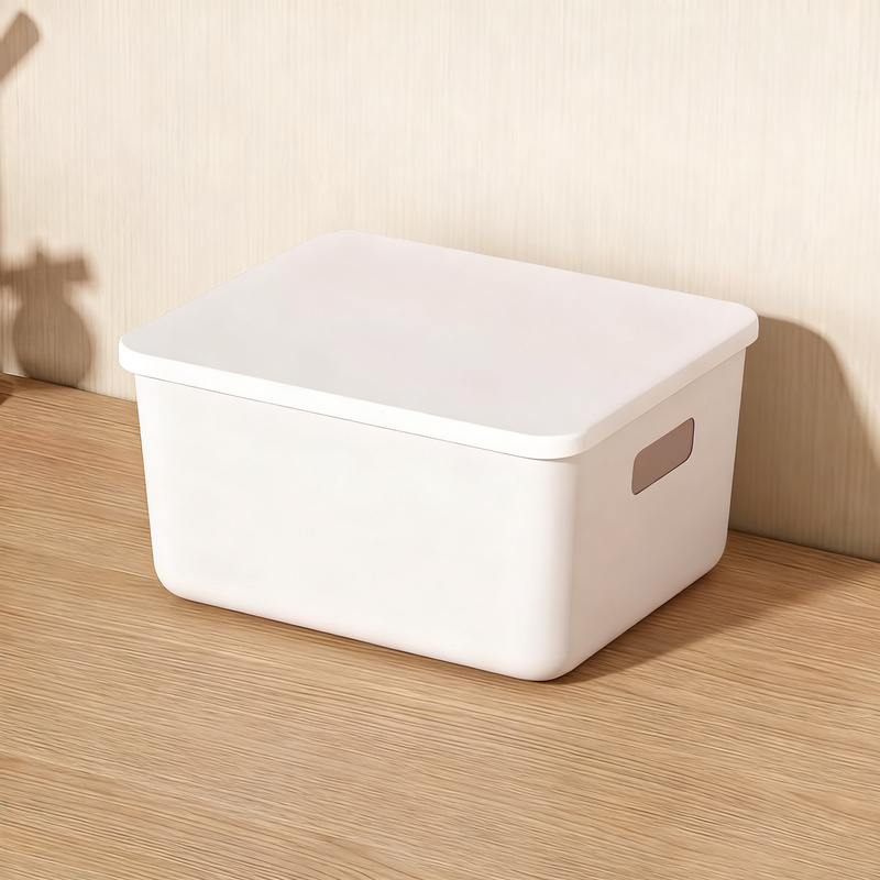 Plastic storage box for desk and cabinet