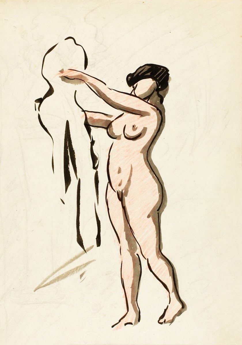 Standing Female Nude with Drape