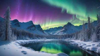 Winter Mountains Lake Wallpaper