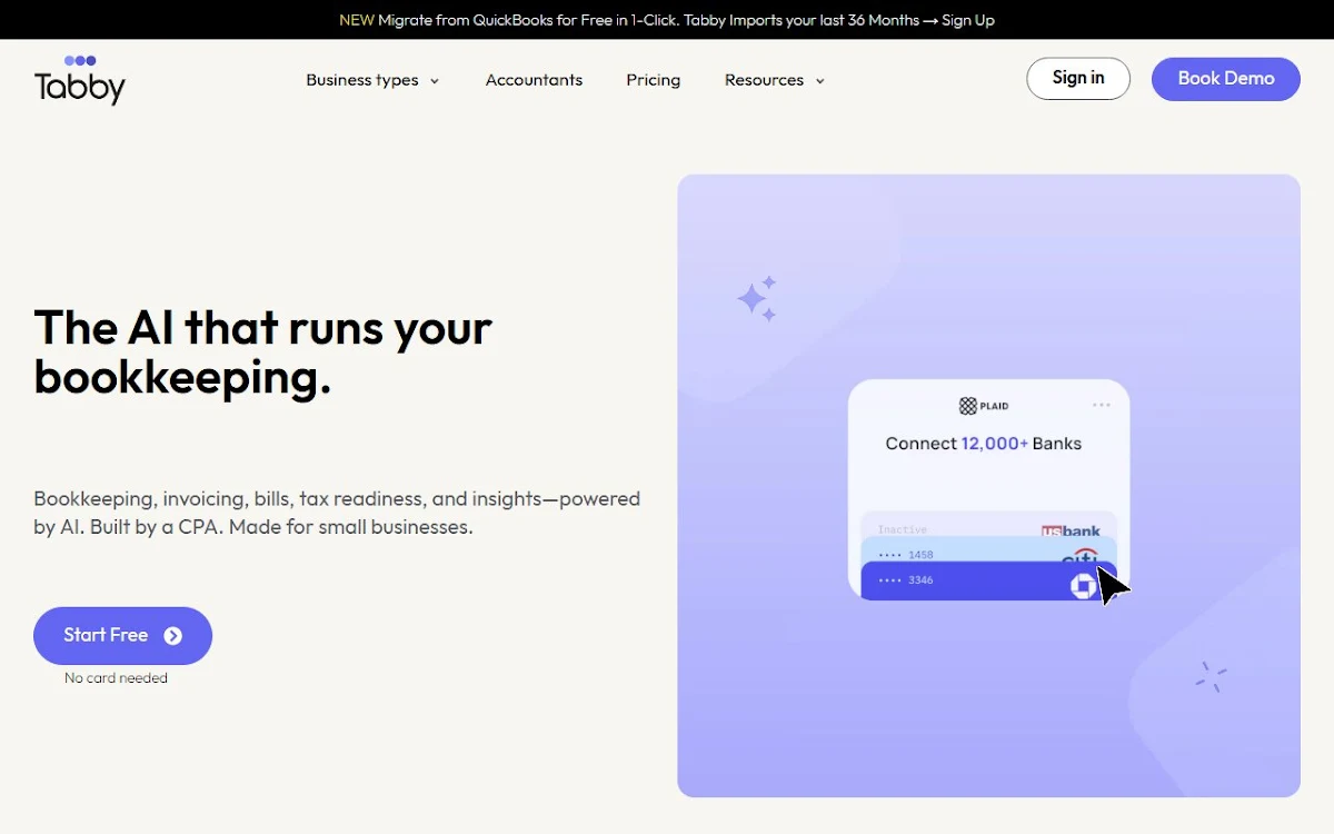 Captura de Tabby: AI Bookkeeper
