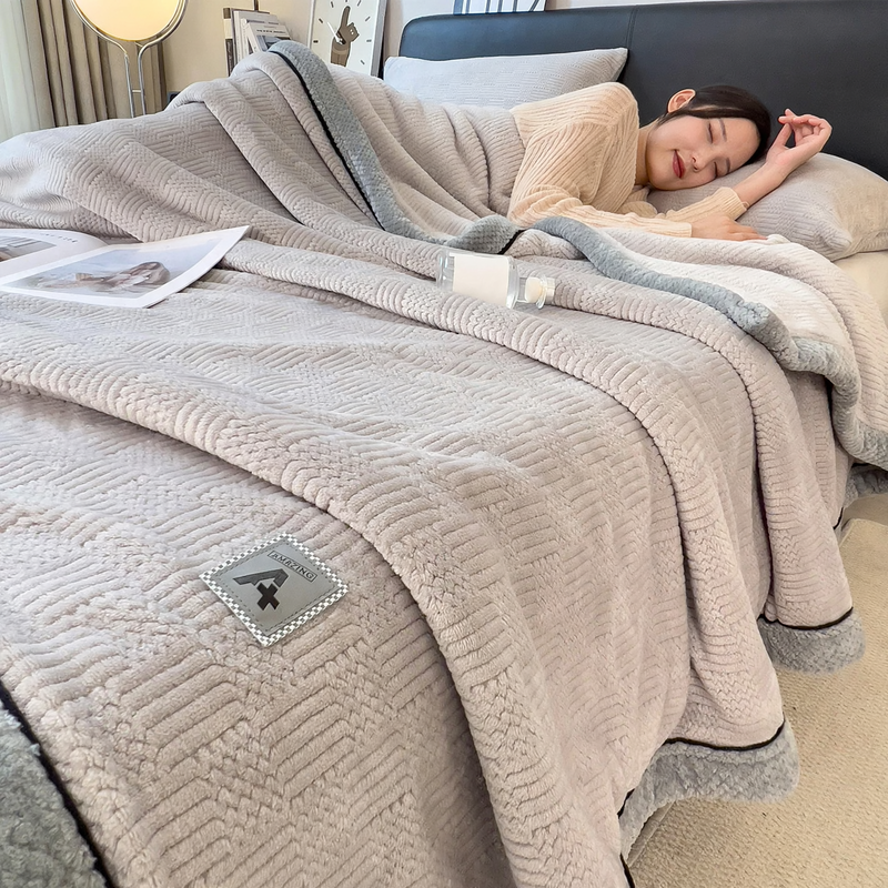 Thickened Milk Fiber Fleece Blanket, solid color