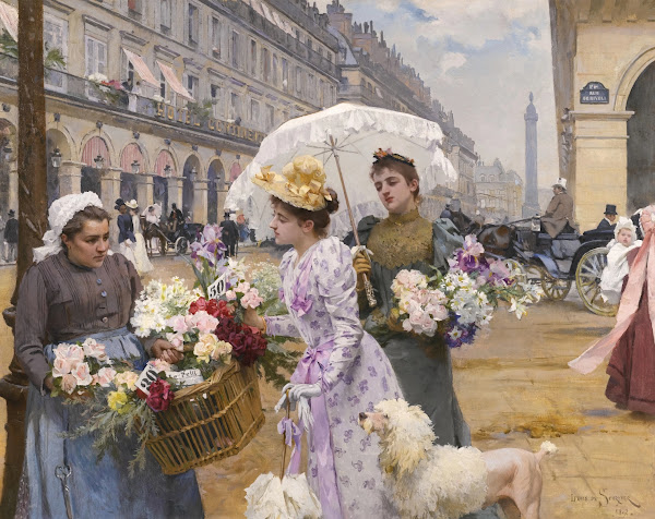 La marchande de fleurs  Rue de Rivoli 1892