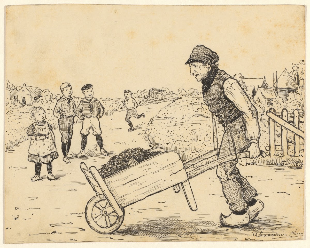 Boer met een kruiwagen