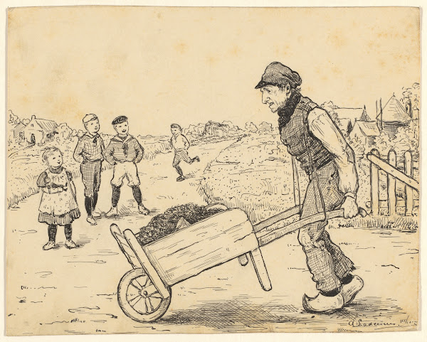 Boer met een kruiwagen