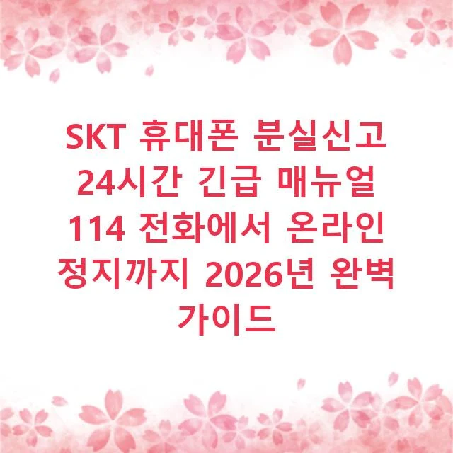 SKT 휴대폰 분실신고 24시간 긴급 매뉴얼 114 전화에서 온라인 정지까지 2026년 완벽 가이드