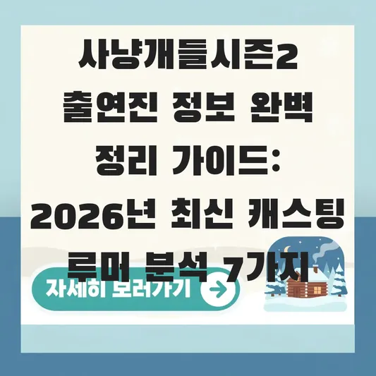 사냥개들시즌2 출연진 정보 완벽 정리 가이드