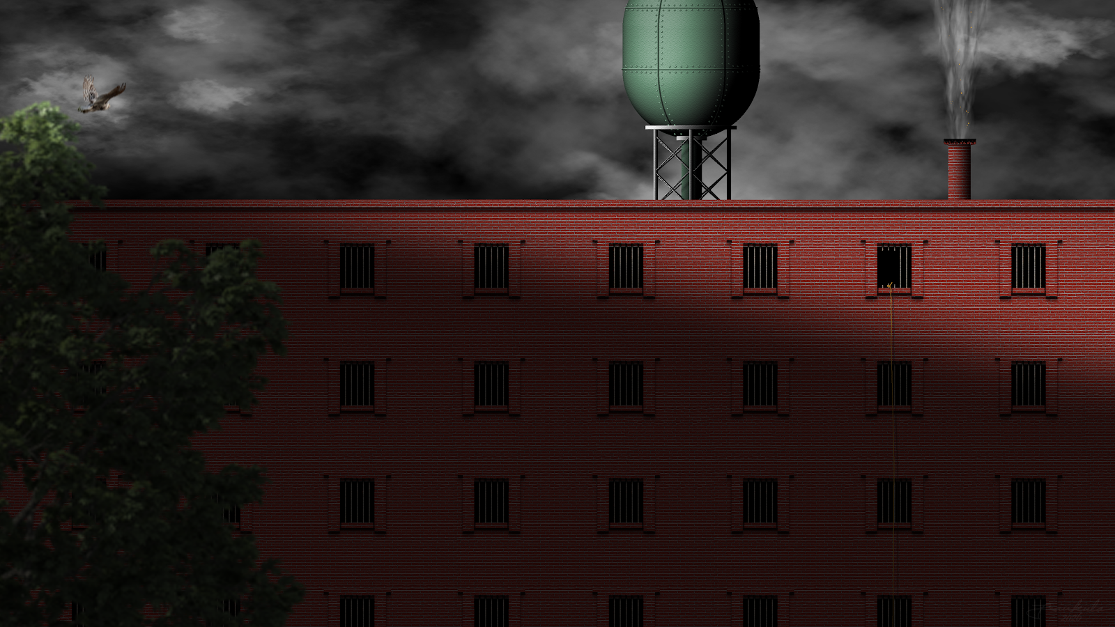 Red Brick Prison Escape - Digital Art 4K Wallpaper (3840x2160)