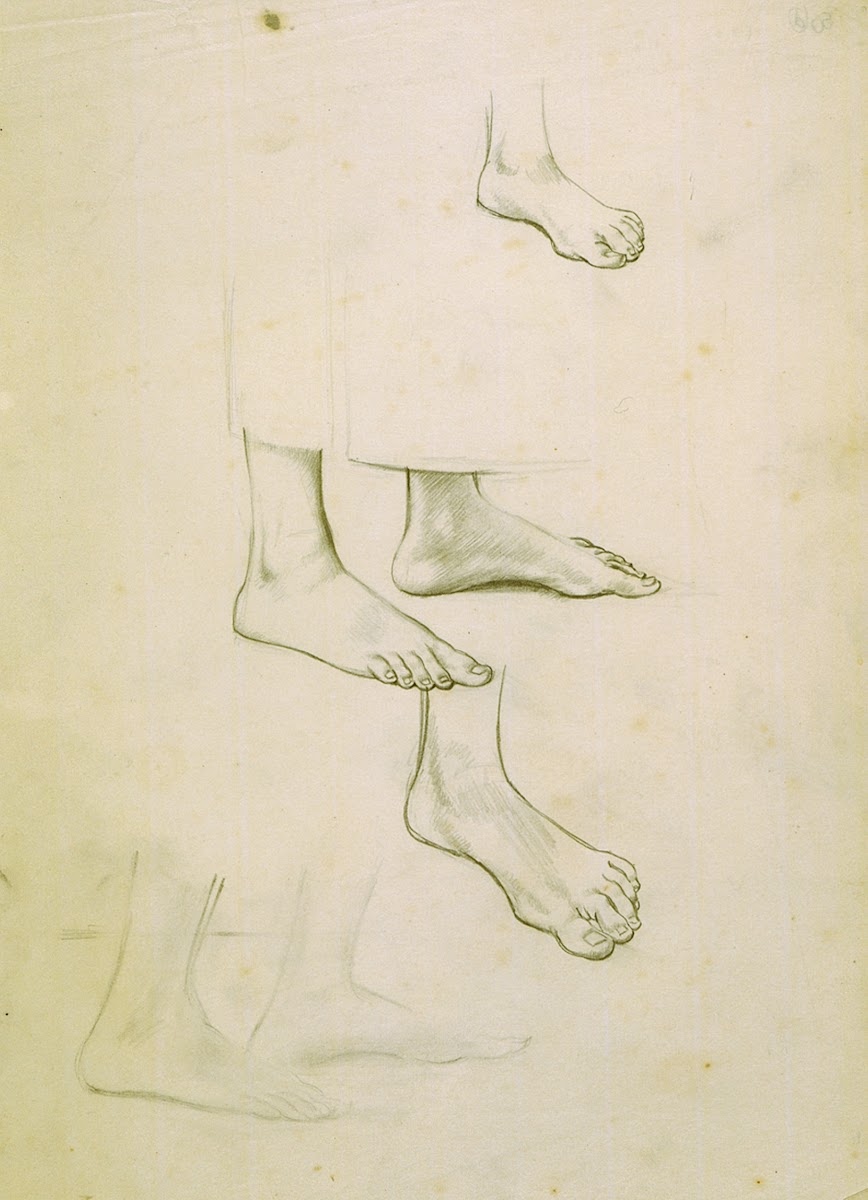 Untitled study of feet  preparatory drawing for The marriage at Cana circa 1922