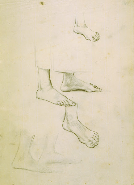 Untitled study of feet  preparatory drawing for The marriage at Cana circa 1922