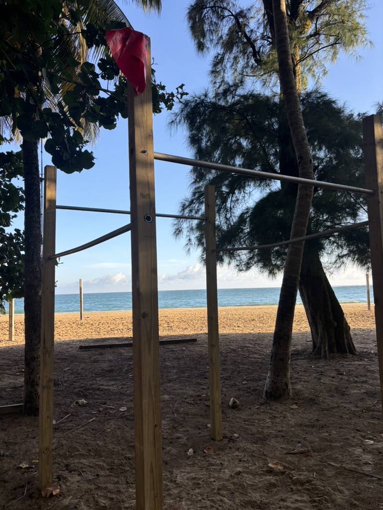 Outdoor calisthenics station where Calle Taft meets the beach