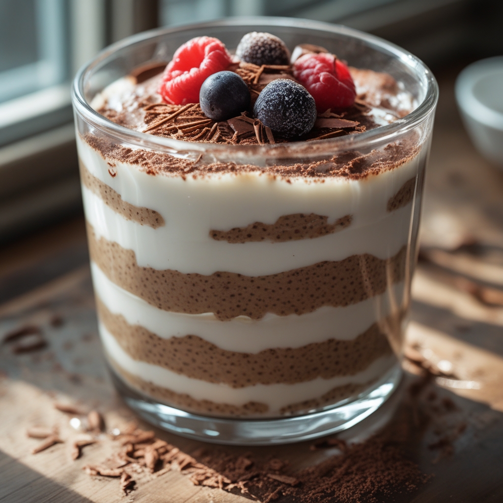 Tiramisu Chia Pudding with Greek Yogurt - Easy Homemade Dessert Recipe finished