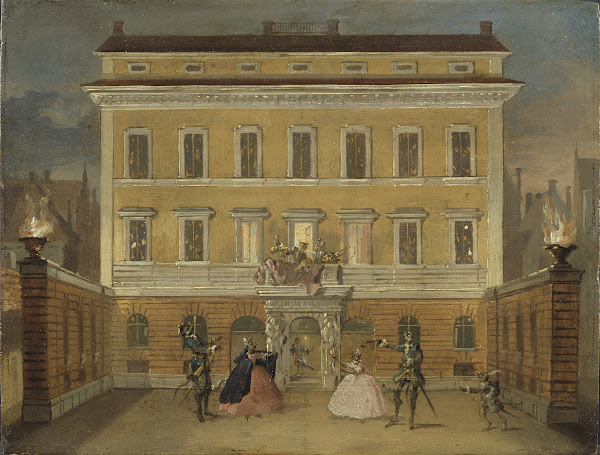 Monkeys Acting in front of the Governors House Stockholm