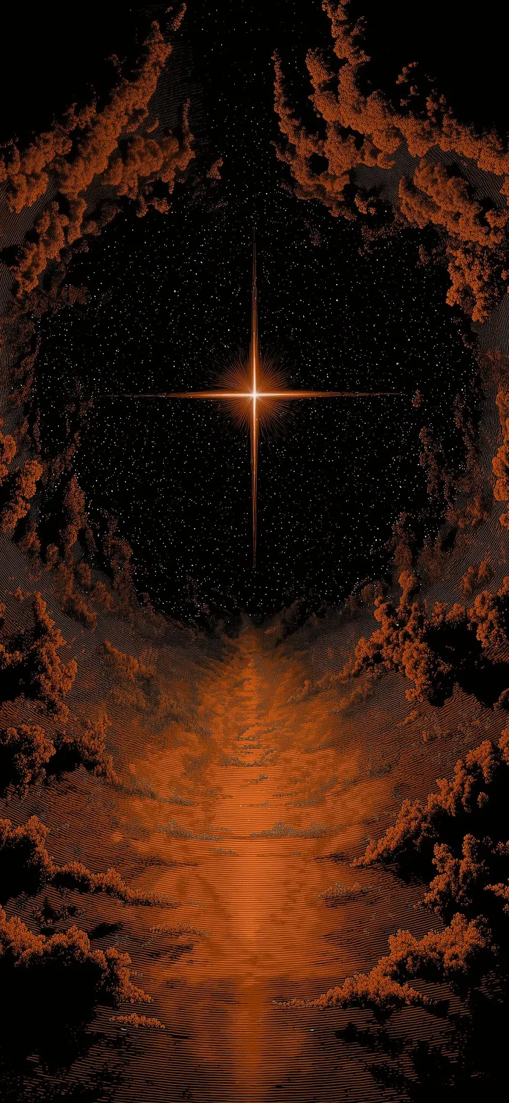 Bright Star Above Cloudy Path - Digital Art Full HD iPhone Wallpaper (1335x2892)