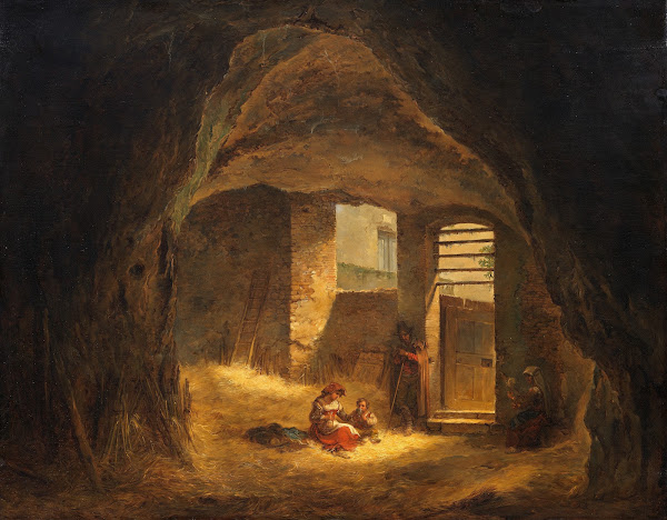 Italian Peasants in a Grotto Antique Grotto in the Tarpeian Rock 1821