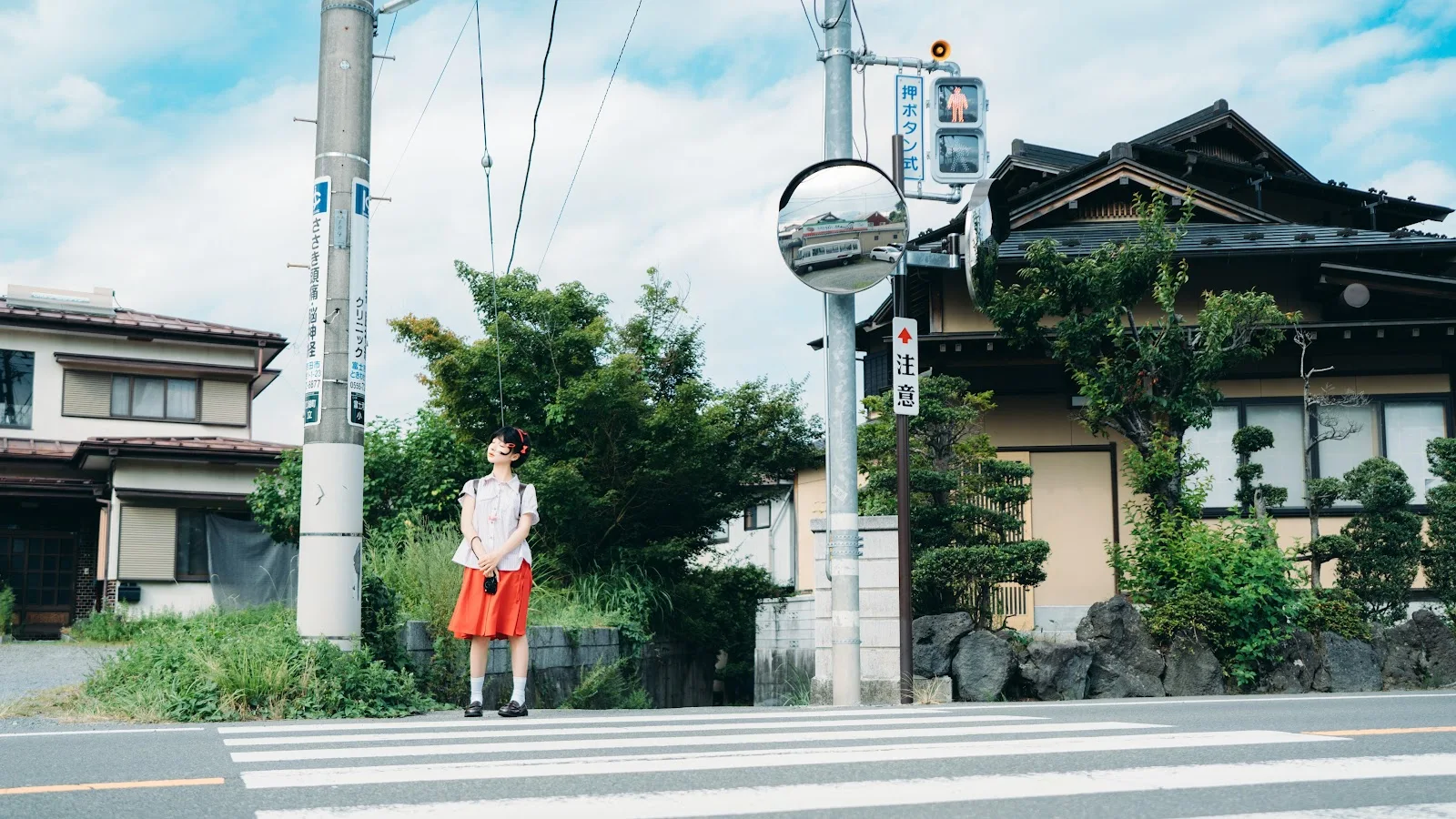 Young Woman On Japanese Crosswalk - Street Photography 5K Wallpaper (5919x3329)