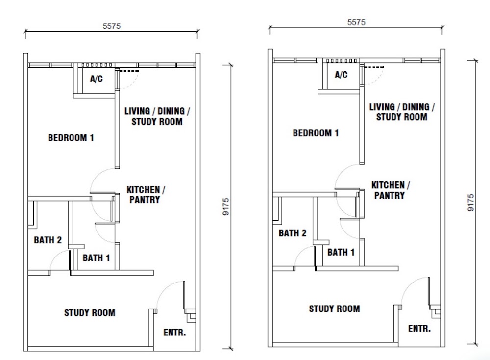 Gen Sphere Type B floor plan — 551 sq ft, 1 bedrooms