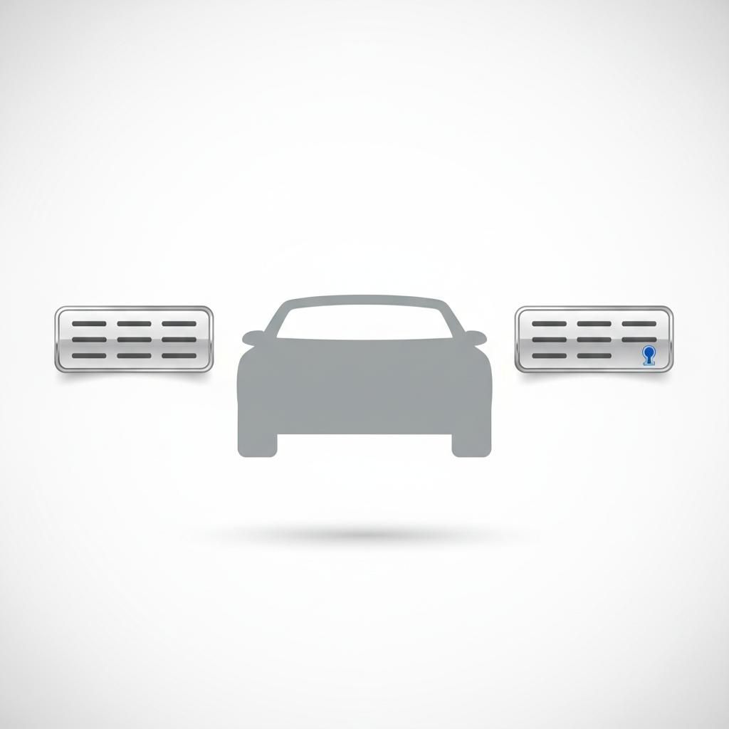 Minimalist 2D vector side by side comparison of two car rear badges left three bar badge right four bar badge with blue accent shallow depth of field lexus rx 350 for sale