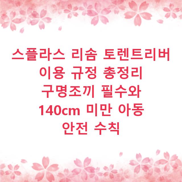 스플라스 리솜 토렌트리버 이용 규정 총정리 구명조끼 필수와 140cm 미만 아동 안전 수칙