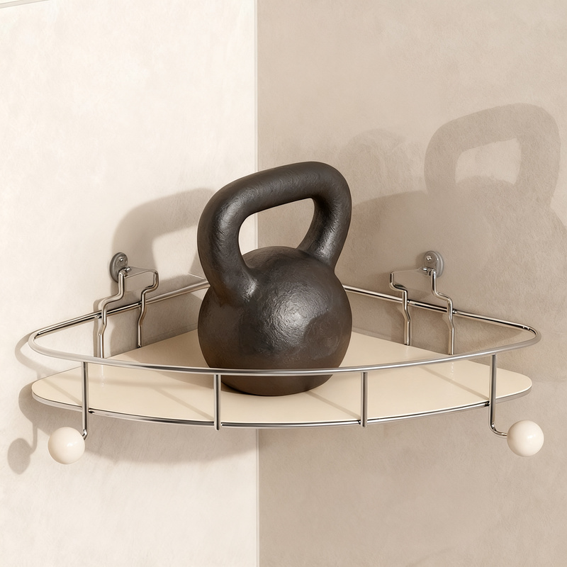 Stainless steel suction cup wall shelf for bathroom