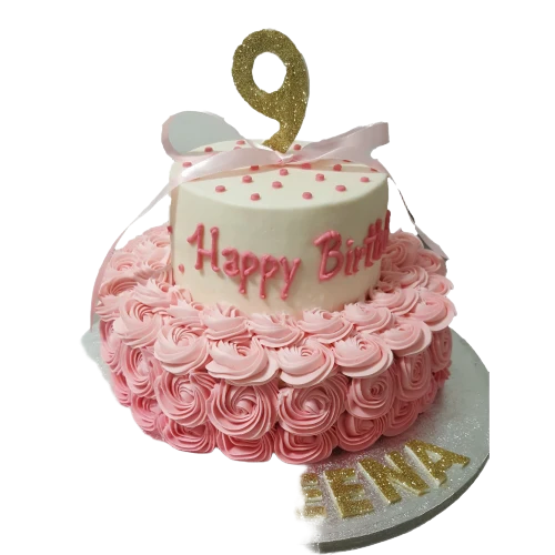 Pink Rosettes Birthday Cake CB-NC071