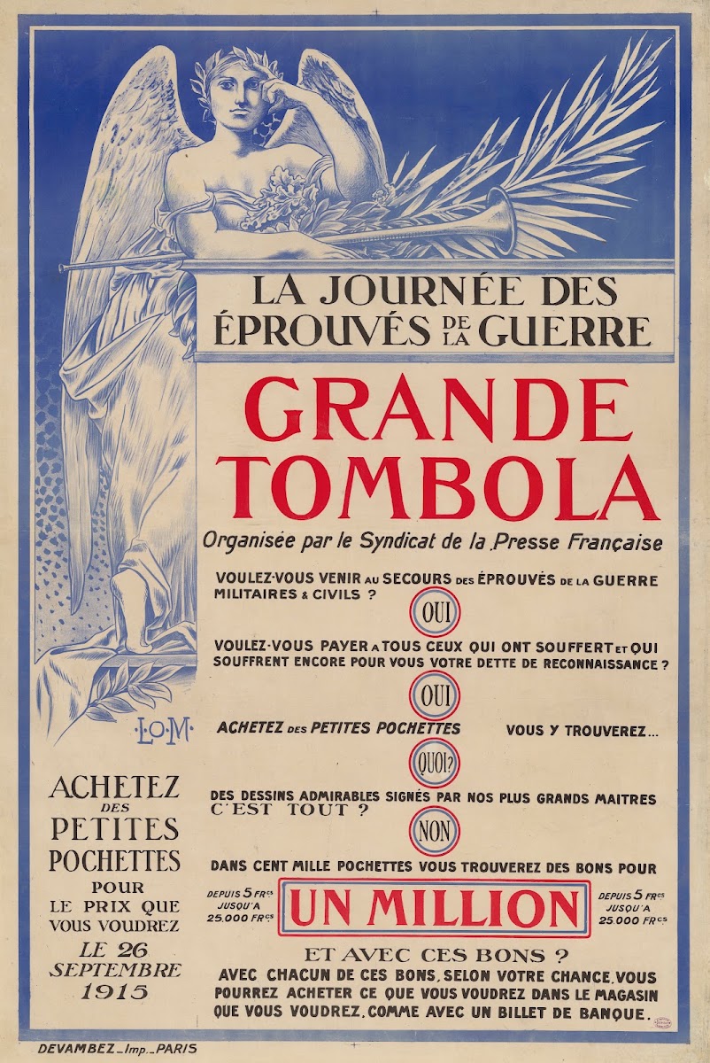 La Journée des éprouvés de la guerre Grande tombola 1915