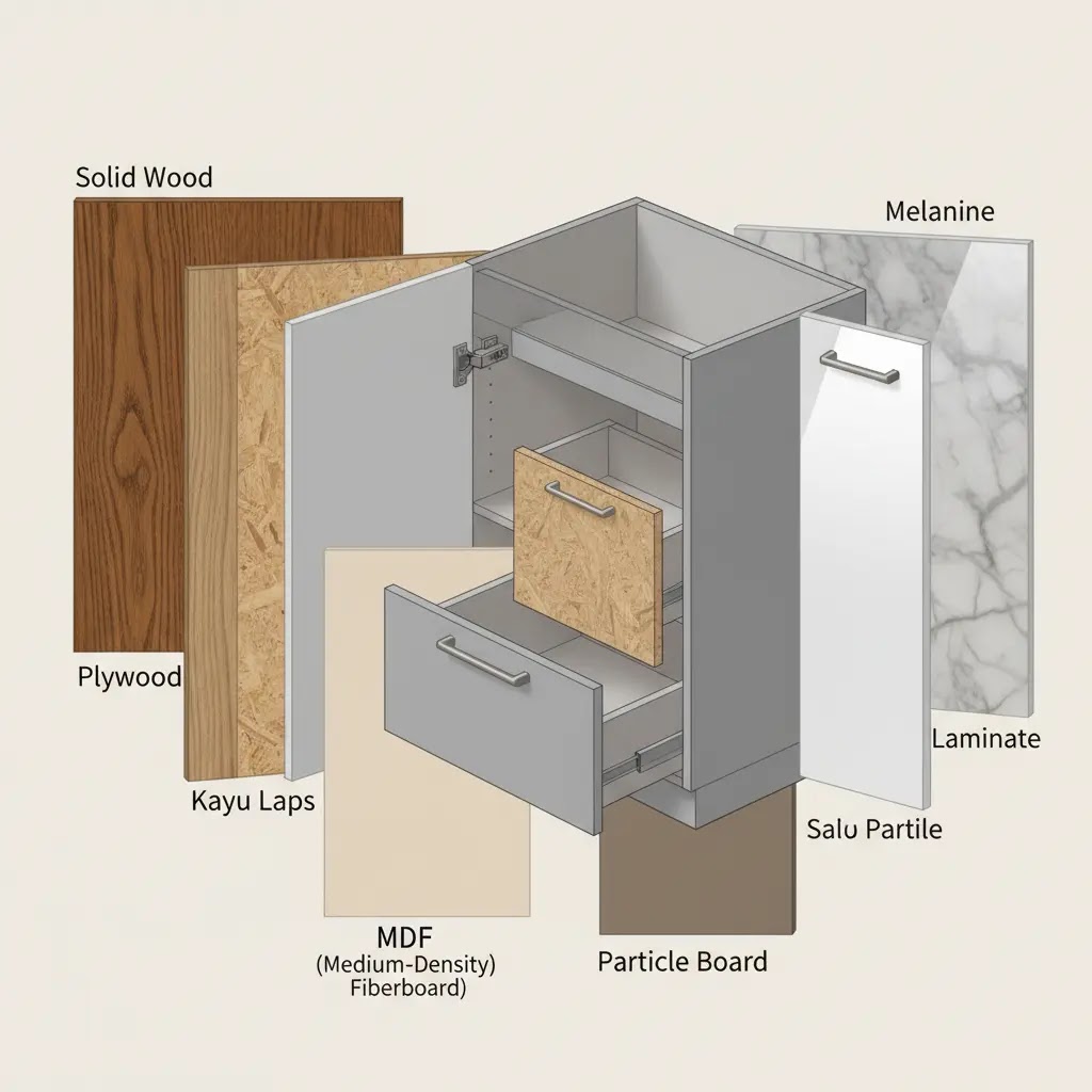 Material Umum yang Digunakan pada Kabinet Lemari