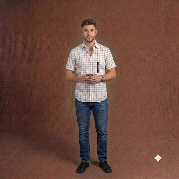 Camisa Blanca de Cuadros