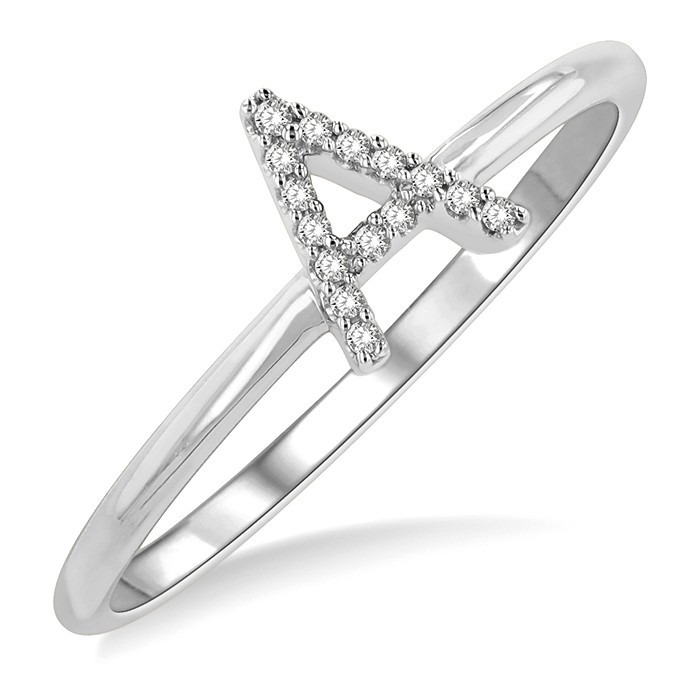 Block 'A' Initial Diamond Ring 365D9DHTSYG-A – 10 Kt White Gold, 4