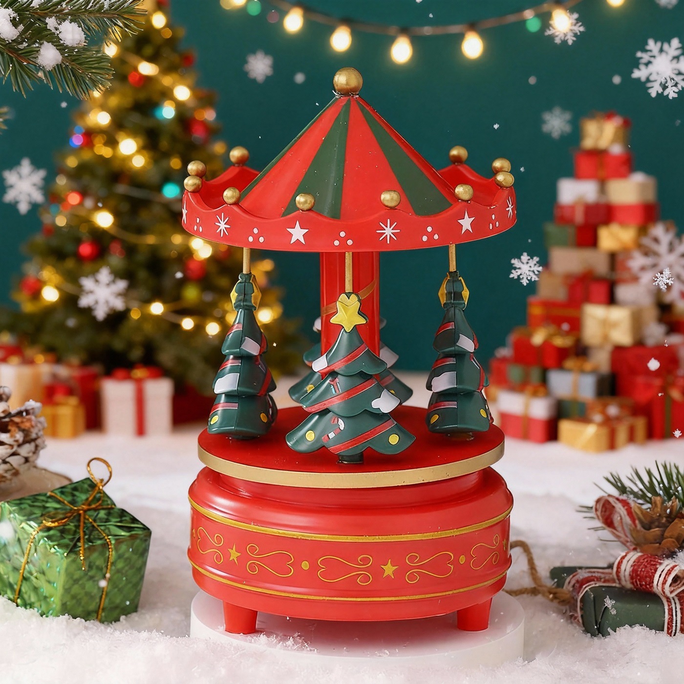 Classic Wooden Carousel Music Box