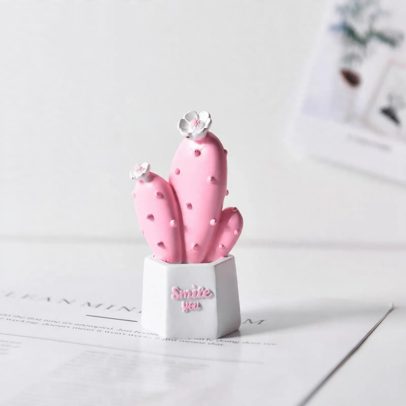 Painted resin cactus decor