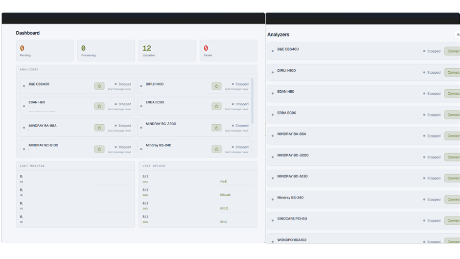 Tampilan fitur Analyzer Integration Management pada NUHA E-LIS