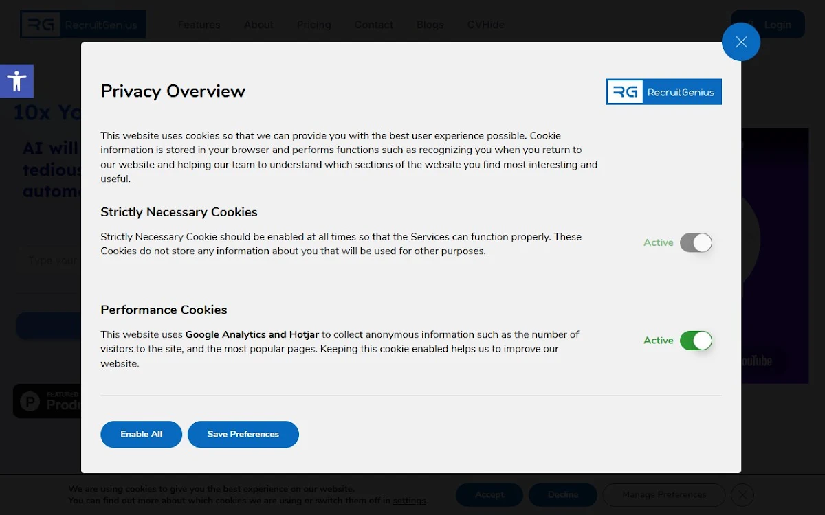 Captura de RecruitGenius.ai