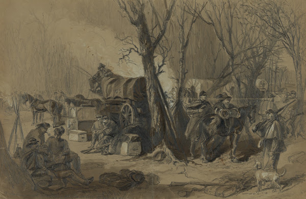 A regiment waiting for the order to march 1862