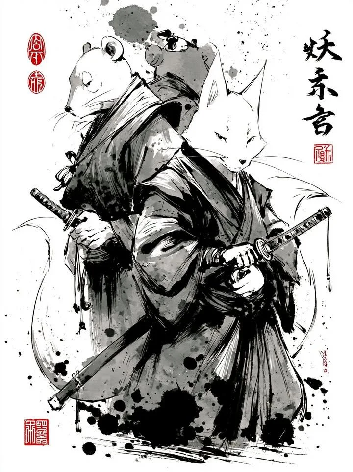 Obra maestra de la tinta japonesa Sumi E Ink