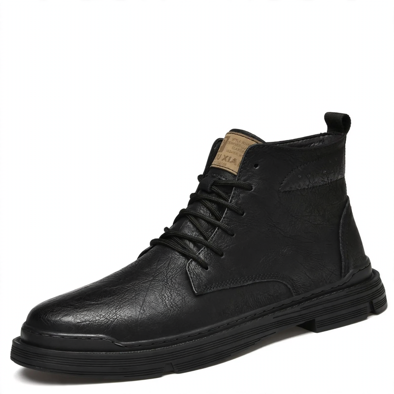 Gefütterte Herren-Lederstiefel mit Ziernähten