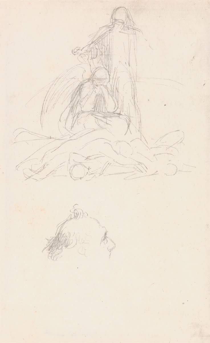 Studies of Death and the Resurrection and a Head of a Man ca 1860