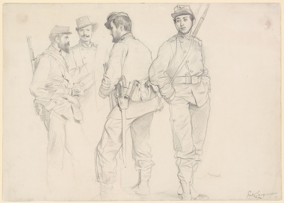 Study of French Soldiers at Rest ca 1870