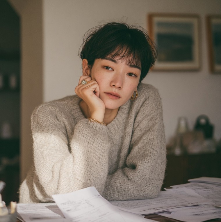 세금 고지서를 보며 고민하는 일상적인 장면