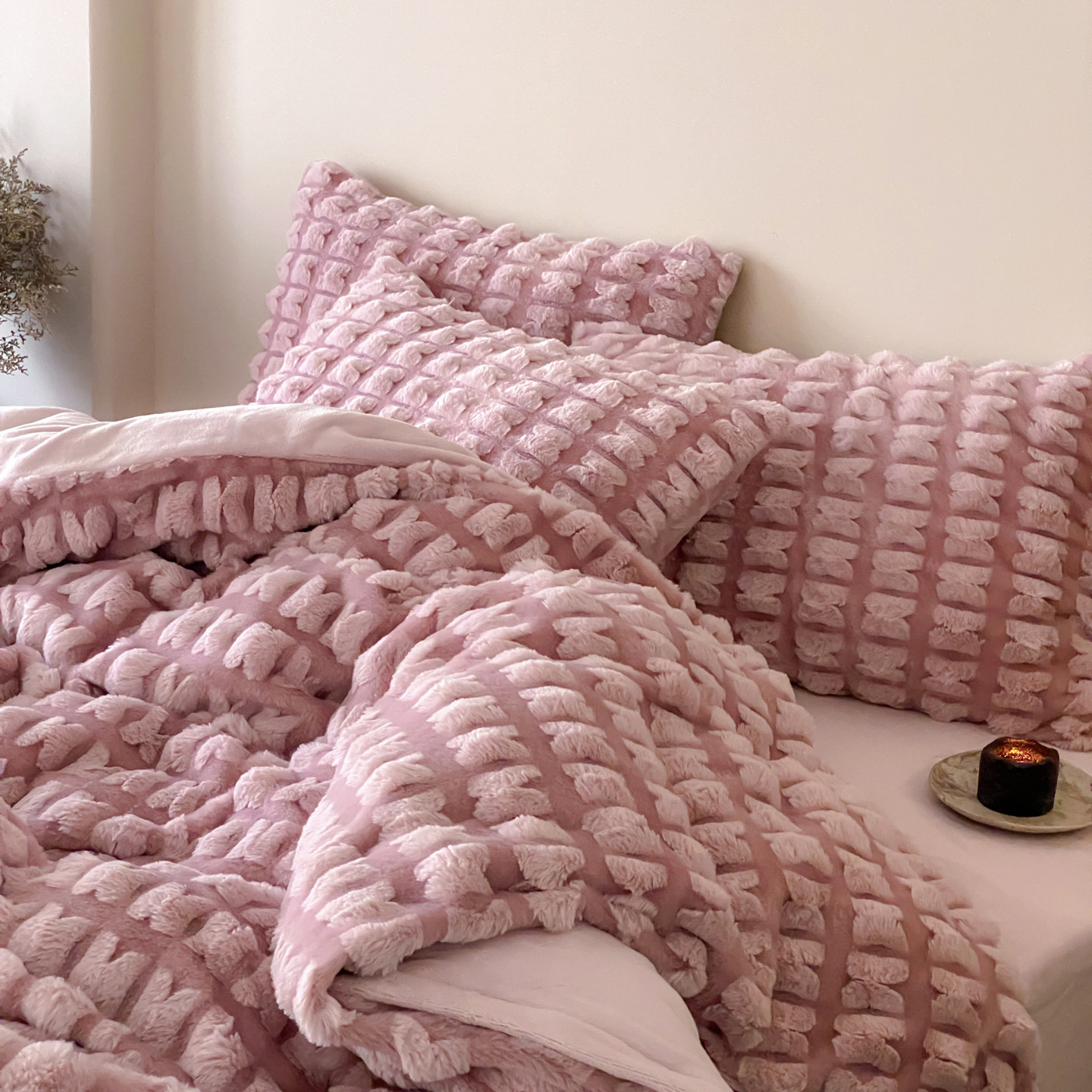 Milk fiber fleece bedding set, extra thick, winter