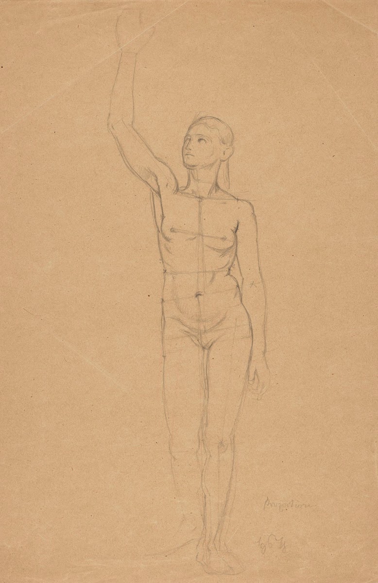 Study for a Female Nude with Her Right Hand Raised 1865   1924