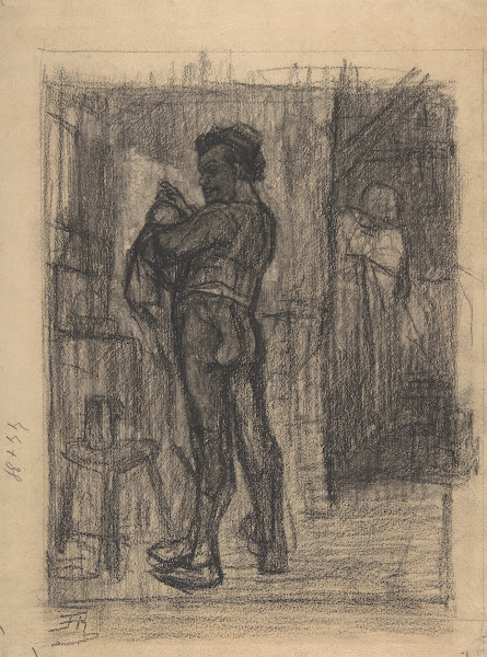 Standing man with beer mugs