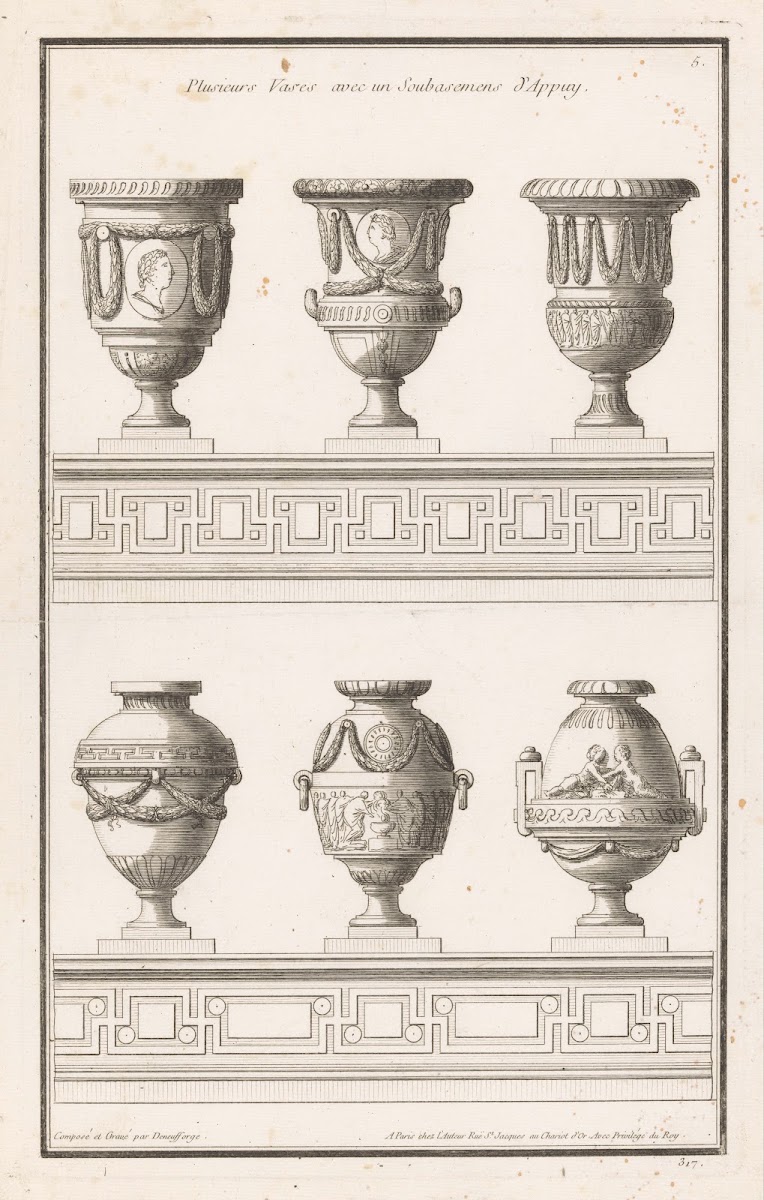 Plusieurs Vases avec un Soubasemens sAppuy 1767