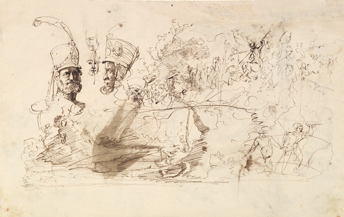 Studies of Soldiers and of a Battle in a Wood 19th century