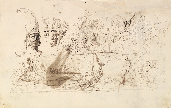 Studies of Soldiers and of a Battle in a Wood 19th century